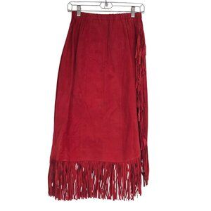 ARELLA - WOMEN'S SMALL - RED FRINGE LEATHER SKIRT